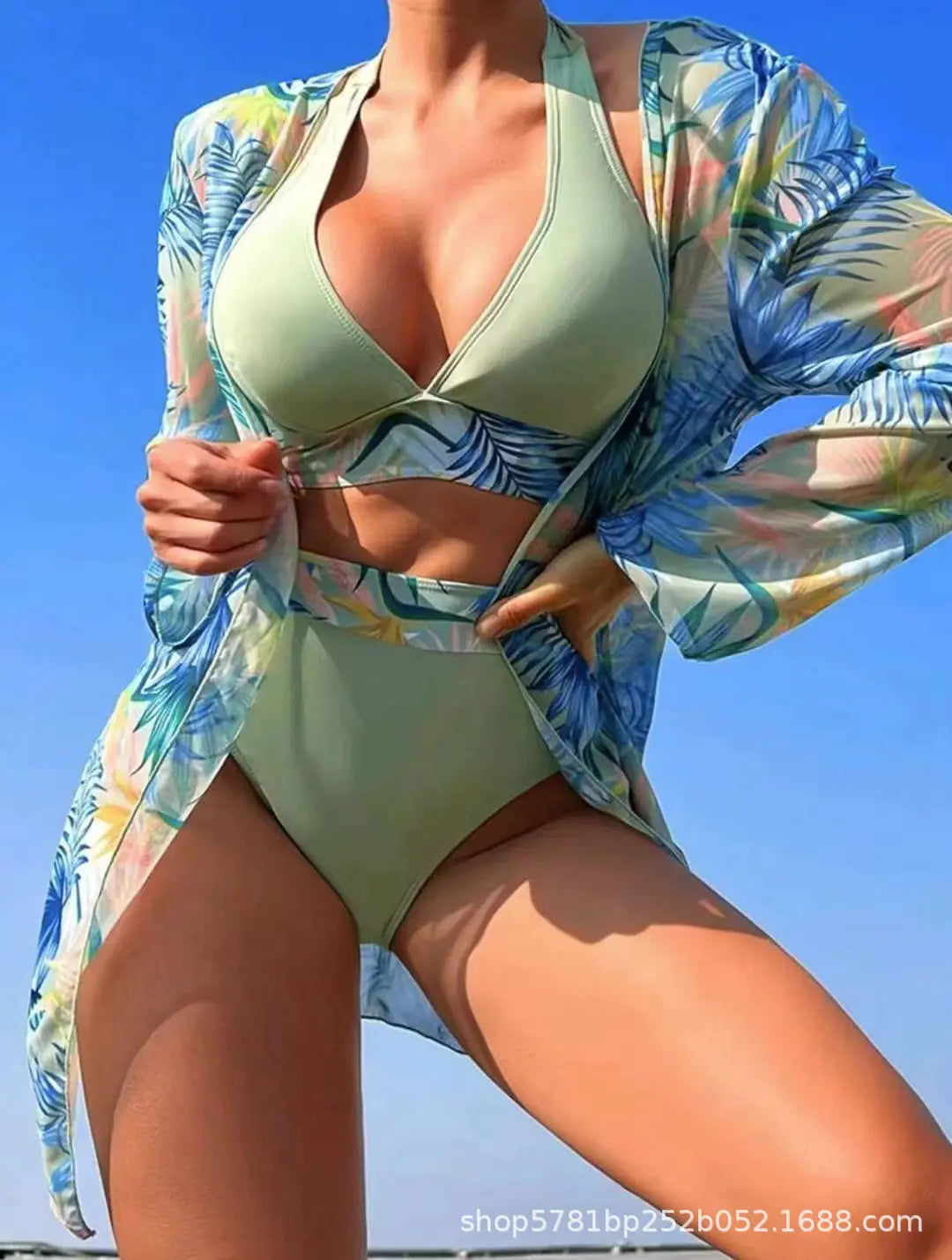 Cross-Border European & American Sexy Bikini Set – 3-Piece Mesh Design (Sizes S–XL)