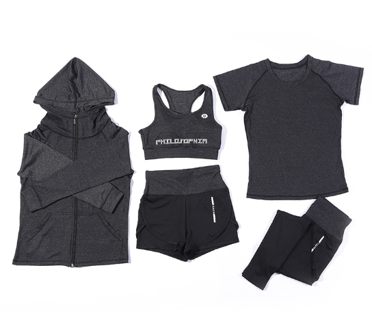 Women's 5-Piece Yoga and Fitness Suit Set – Bra, Shirt, Shorts, Leggings & Jacket – Activewear for Yoga, Gym & Athleisure – Available in Black, Green, Pink (S–3XL)