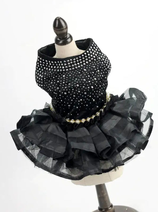 Dog Skirt Pet Wedding Dress – Elegant Dacron Gown for Special Occasions (XS–XL, Black)