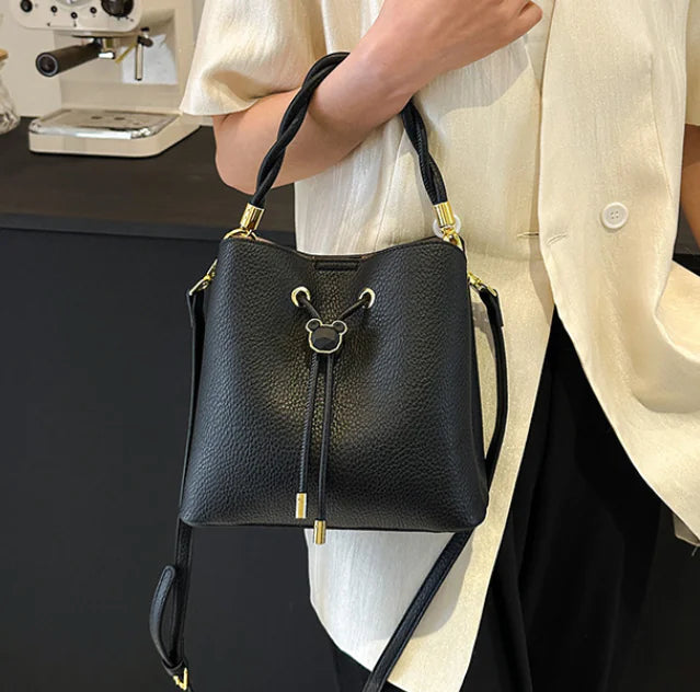 Women's Bucket Bag – First Layer Cowhide with Minimalist Design & Smart Interior Storage