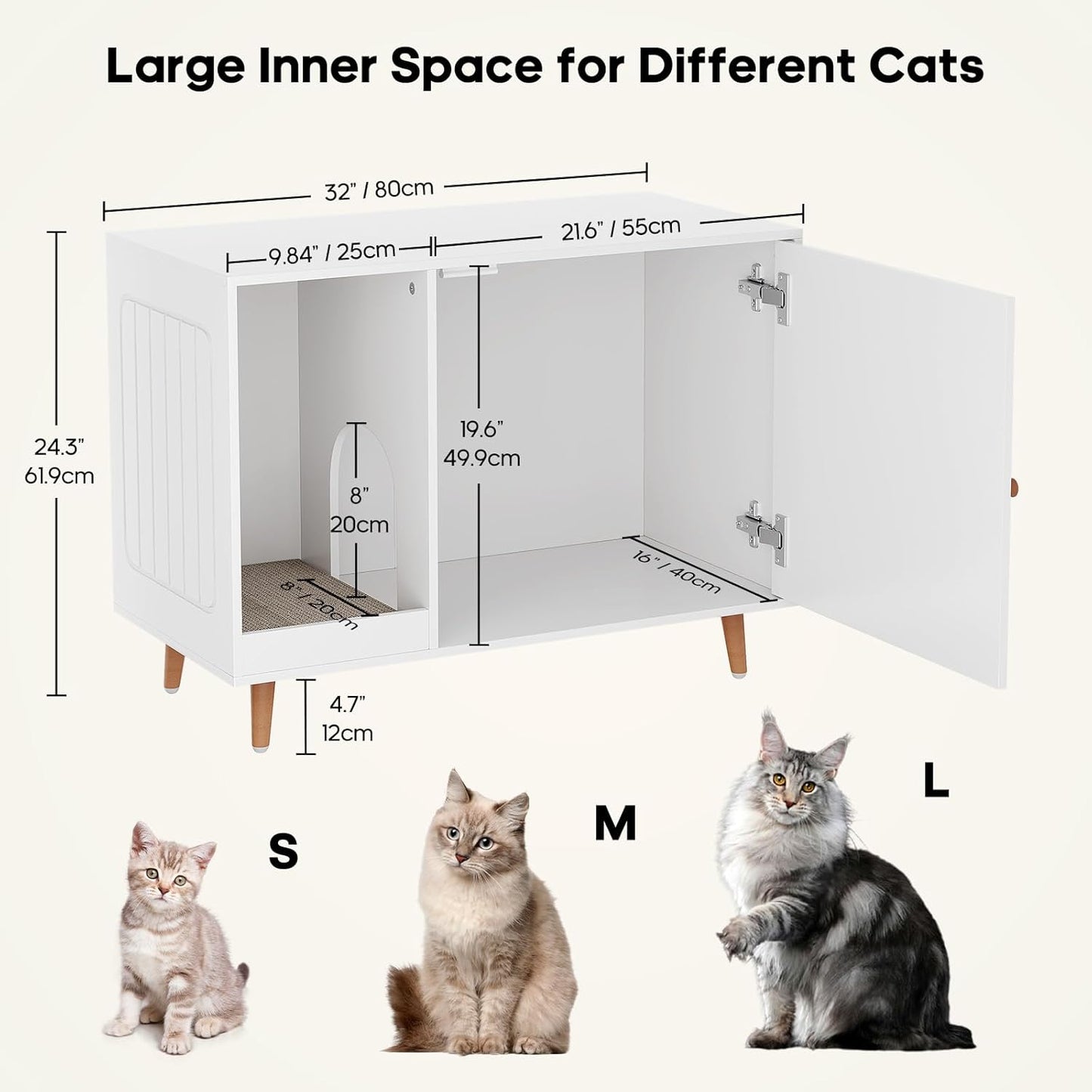 White Cat Litter Box Enclosure – Hidden Wooden Cabinet