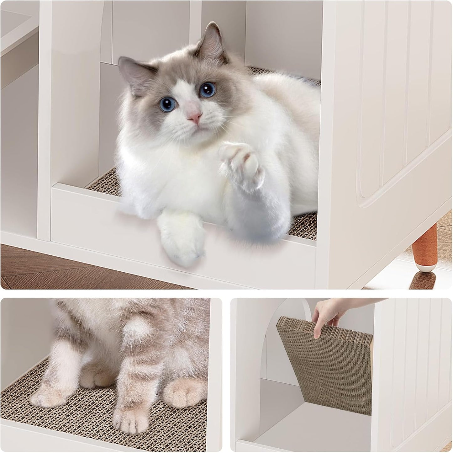 White Cat Litter Box Enclosure – Hidden Wooden Cabinet
