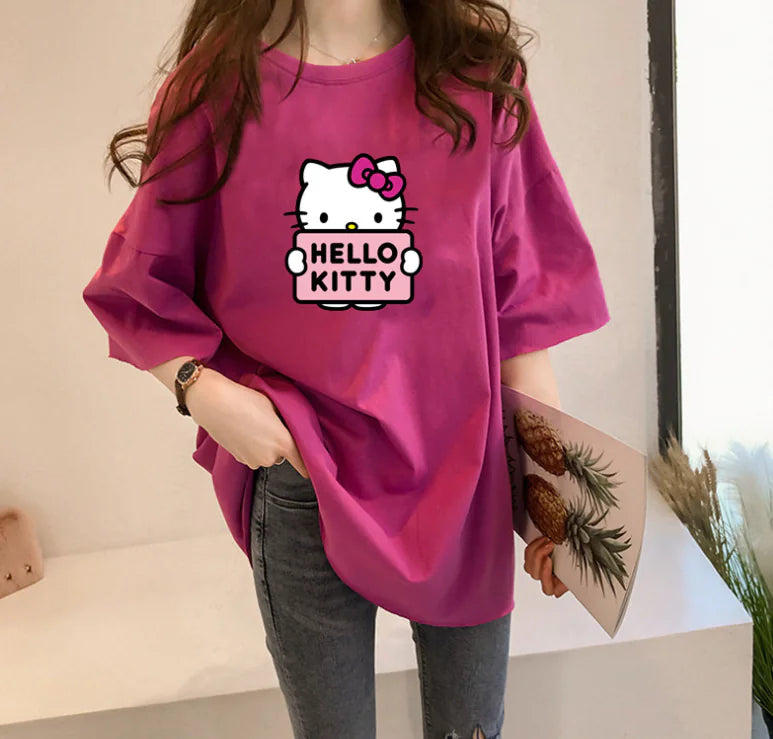 Cat Print Short Sleeve T-Shirt – Comfortable, Everyday Style with Feline Flair