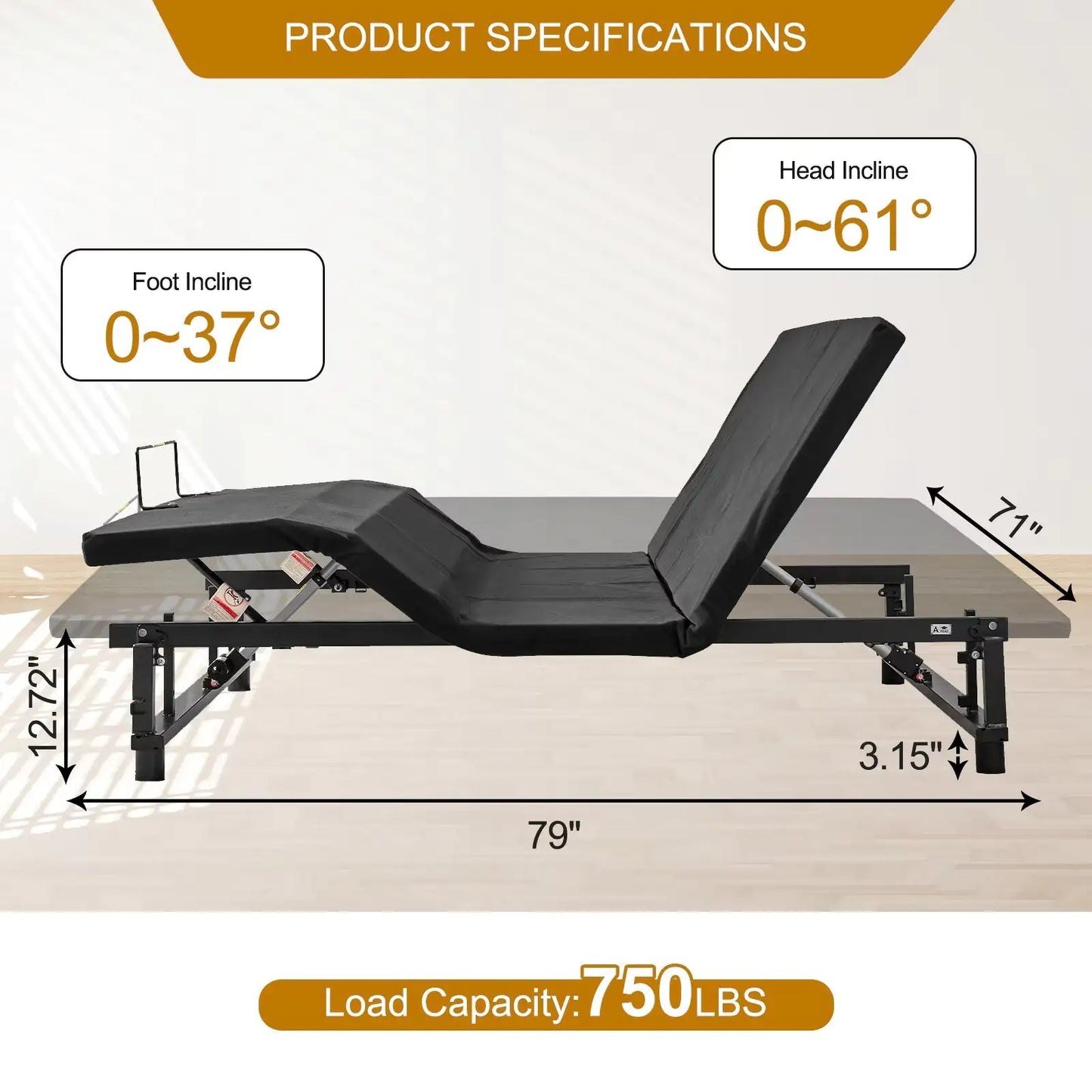 Adjustable Bed Base Frame Head and Foot Incline – King Size | Zero Gravity Silent Motor with Wireless Remote, 4 USB Ports & Under-Bed Nightlight