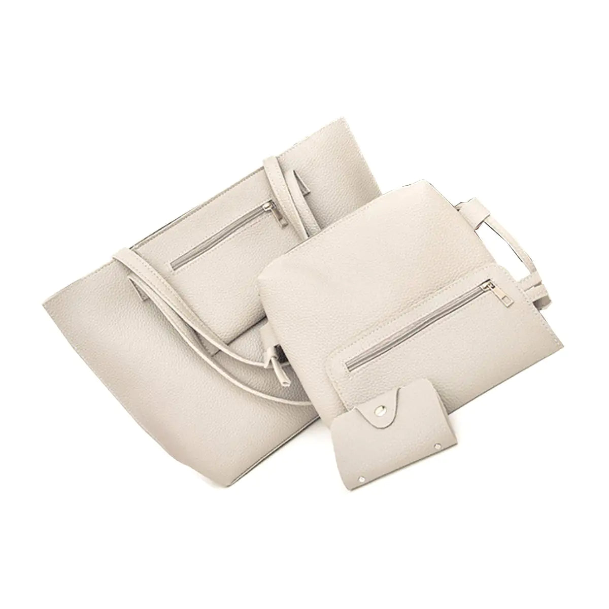 4-in-1 Handbag Set – Glamorous Vegan Leather Tote, Crossbody, Wristlet, and Cardholder