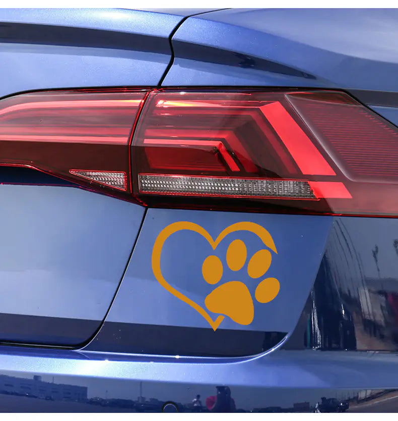 Heart Paw Vinyl Decal – Reflective Dog Lover Car Sticker (10cm x 11.5cm, 6 Color Options)