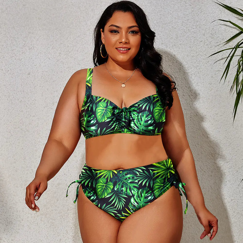 Plus Size Bikini Set in Floral & Animal Prints – Supportive Two-Piece Swimwear for Curvier Bodies (Sizes L–4XL)