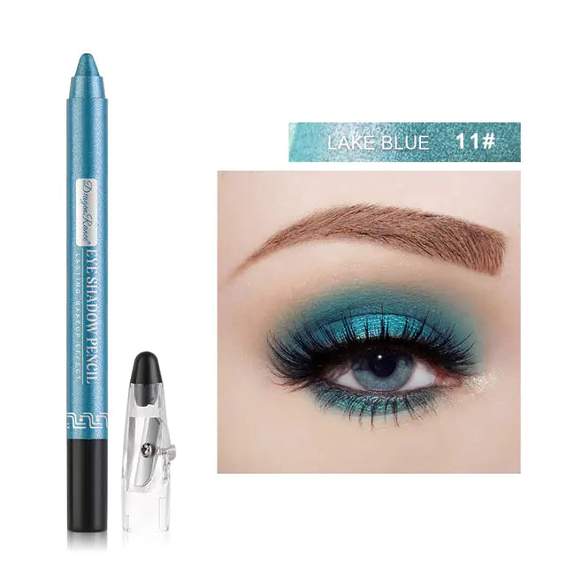 Waterproof Pearlescent Silkworm Eyeshadow Pen – 12 Shades of Long-Lasting Shine with Built-in Sharpener