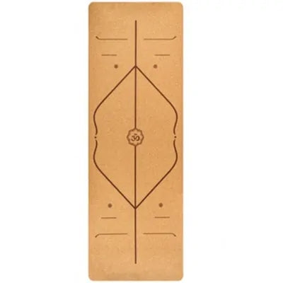 Natural Cork Yoga Mat – 5mm Thick Eco-Friendly Anti-Slip Yoga Mat with Position Lines - Great for HOT YOGA