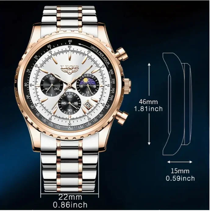 Lunar Elite Men’s Multifunction Quartz Watch: Where Elegance Meets Functionality