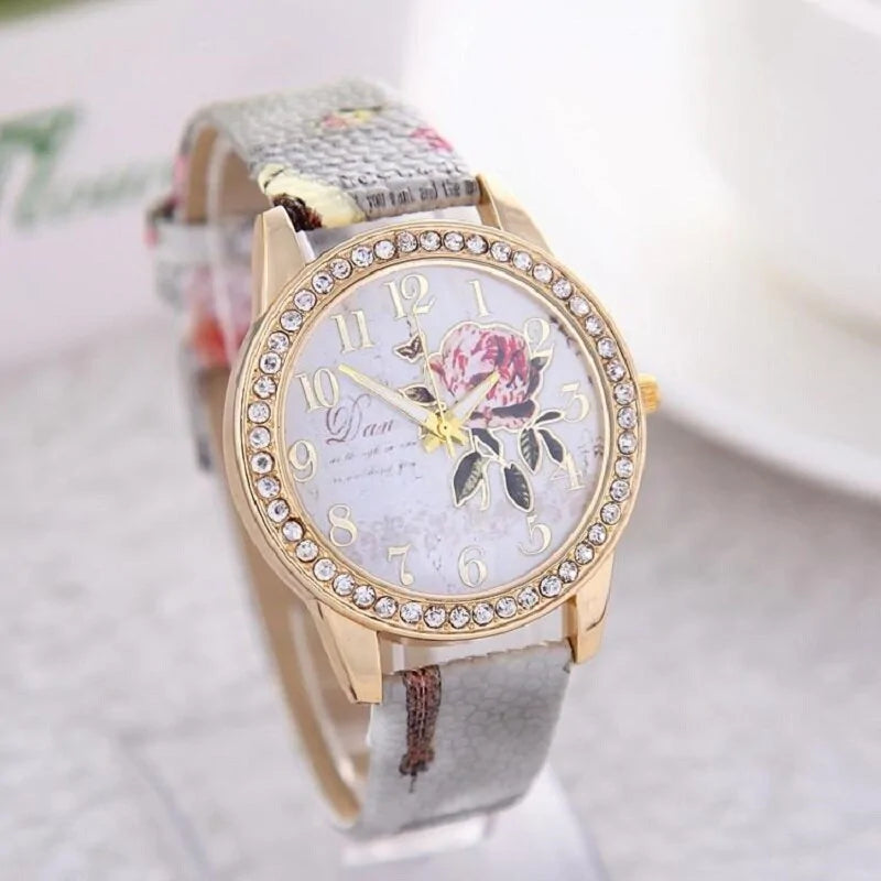 Floral Cubic Zirconia Watch: A Timeless Blend of Elegance and Sparkle