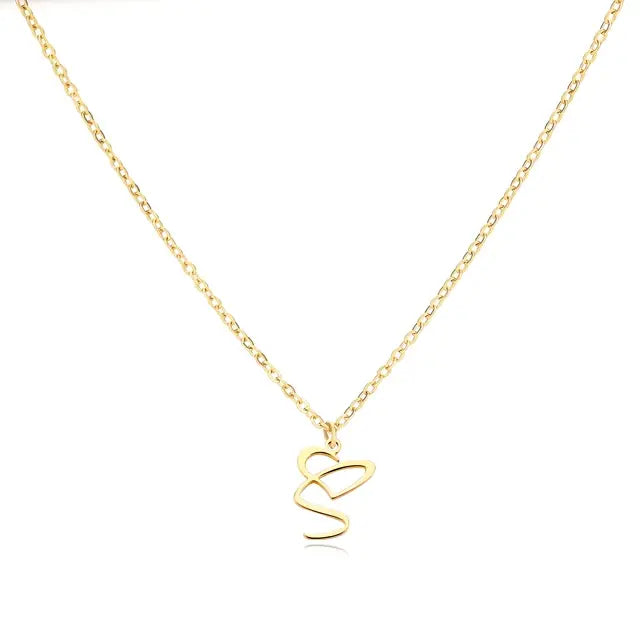 Heart Initial Letter Necklace