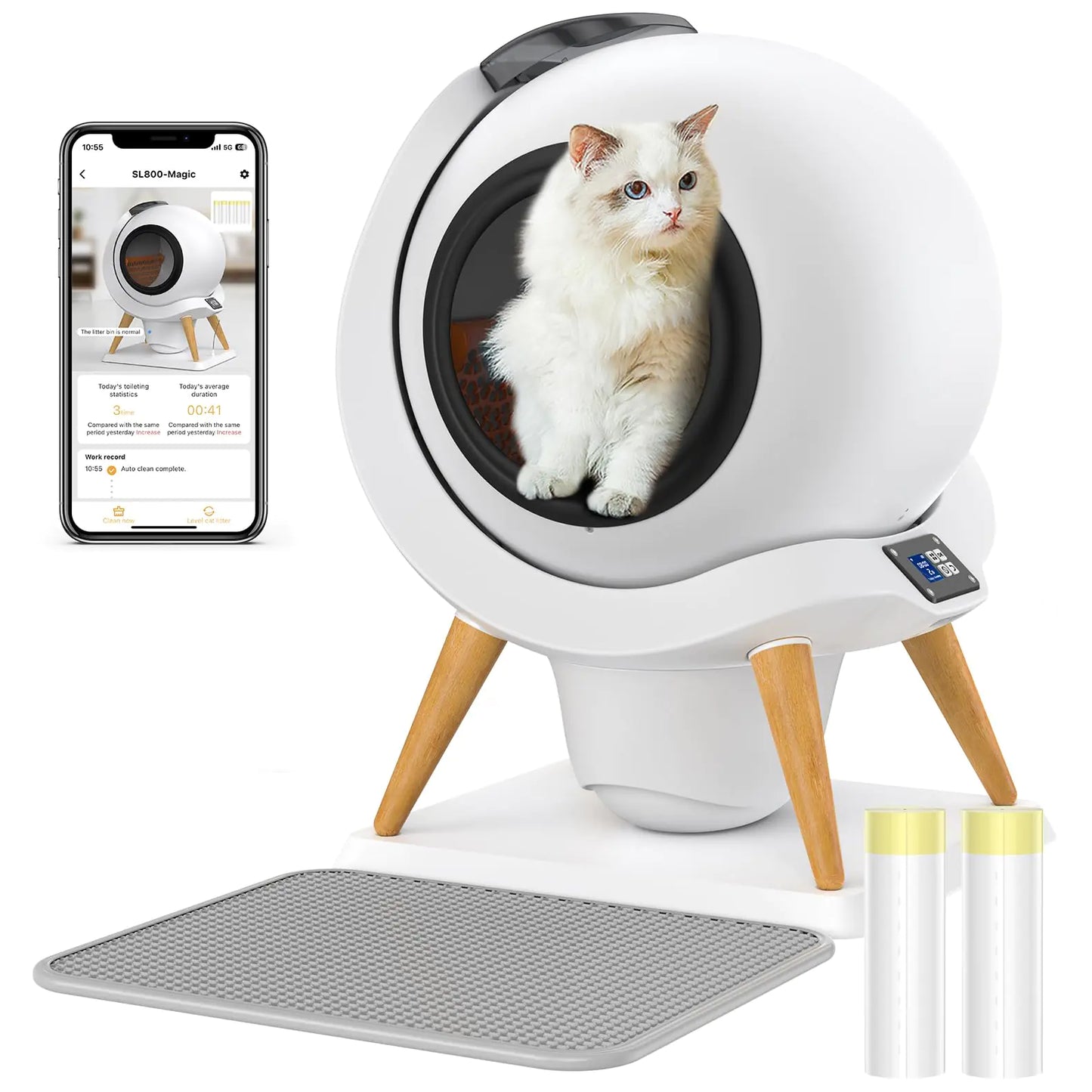 Self-Cleaning Automatic Cat Litter Box with App Control