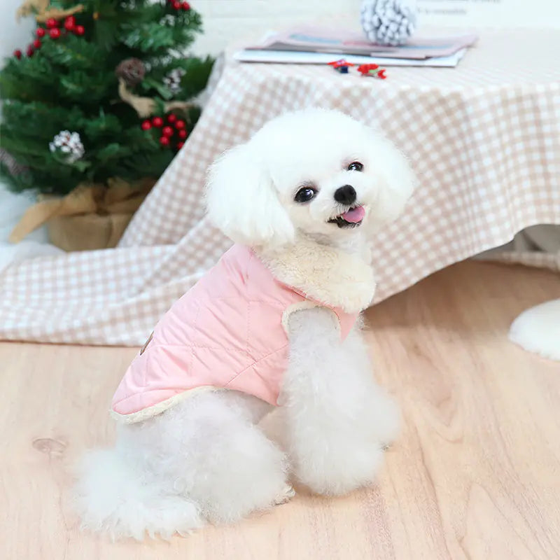 Dog Clothes for Pomeranians – Quilted Embroidered Nylon & Cotton Outfits with Plush Lining (S to XXL Sizes)