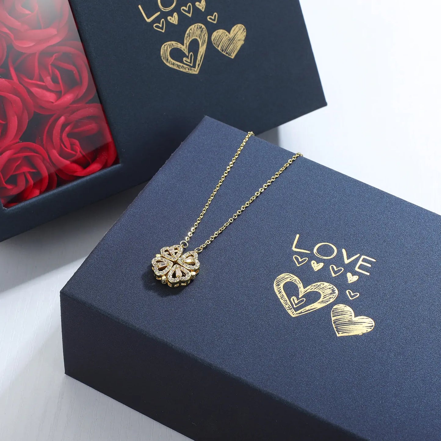 Heart Four Leaf Clover Necklace – Symbol of Love & Luck