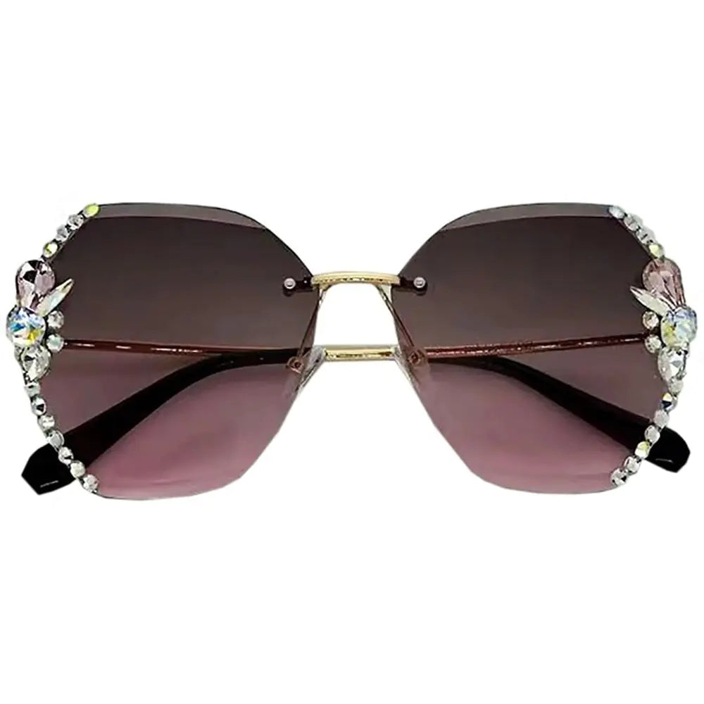 Vintage Rhinestone Rimless Sunglasses – Timeless Glamour & Modern Elegance