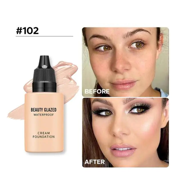 Beauty Glazed Waterproof Cream Foundation – Long-Lasting, High Coverage, Automatic Tanning Effect (9 Shades)