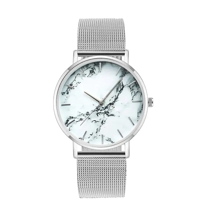 Add a Touch of Elegance with our Rose Gold Mesh Band Marble Watch