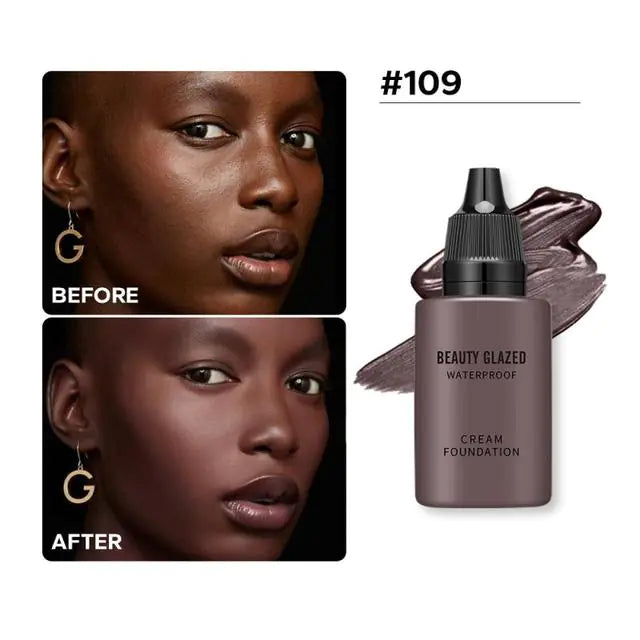 Beauty Glazed Waterproof Cream Foundation – Long-Lasting, High Coverage, Automatic Tanning Effect (9 Shades)