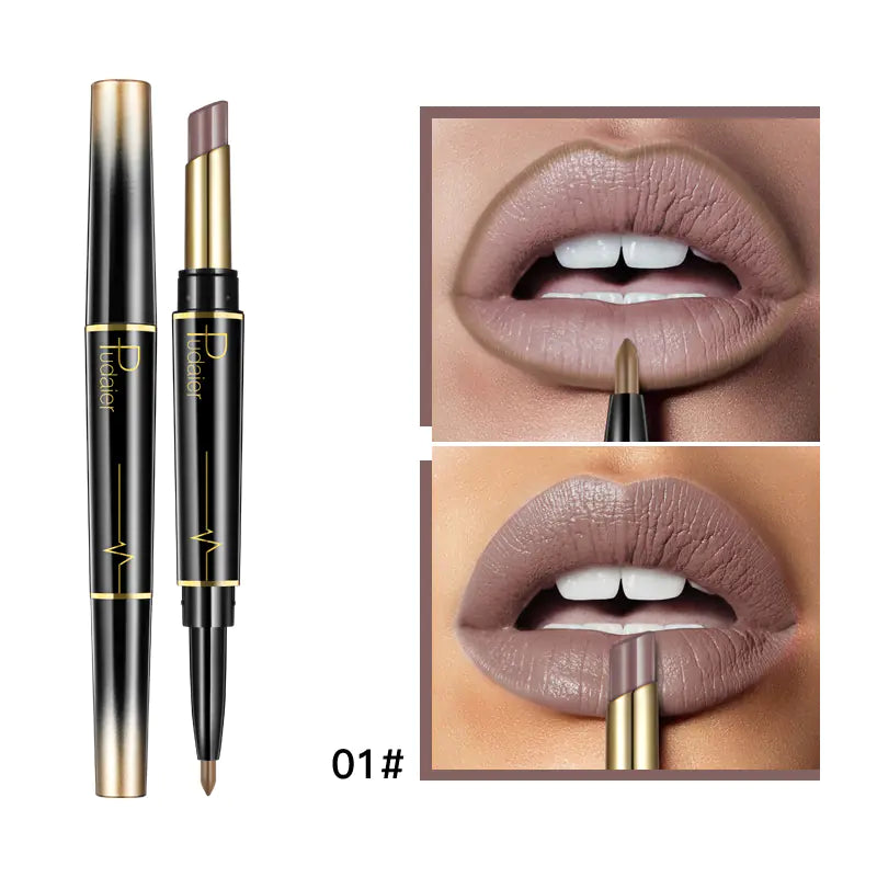 Double Lipstick Lip Liner – 2-in-1 Matte Lipstick and Rotating Liner