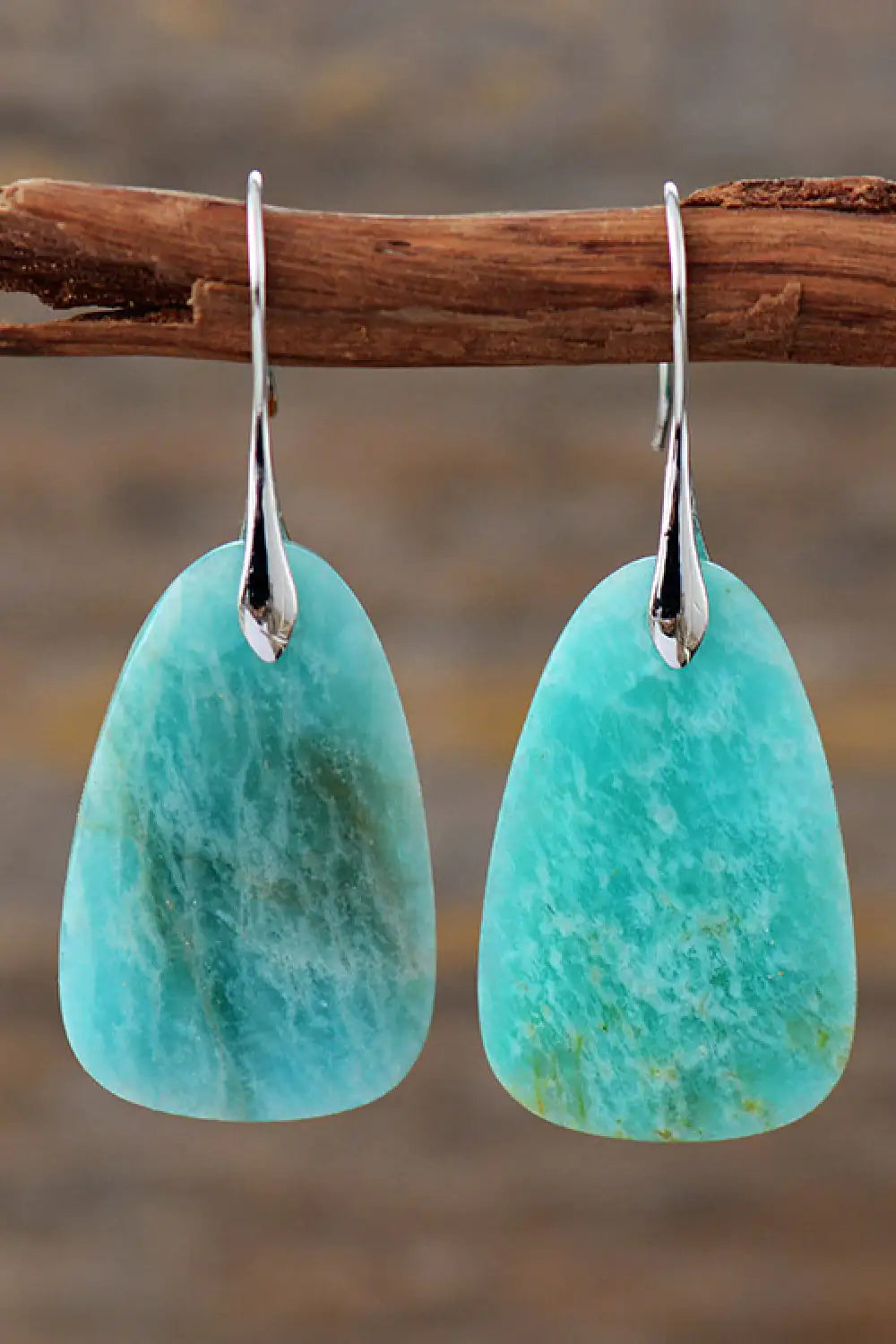 Natural Stone Dangle Earrings – Elegant 2-Inch Drop with Genuine Stone