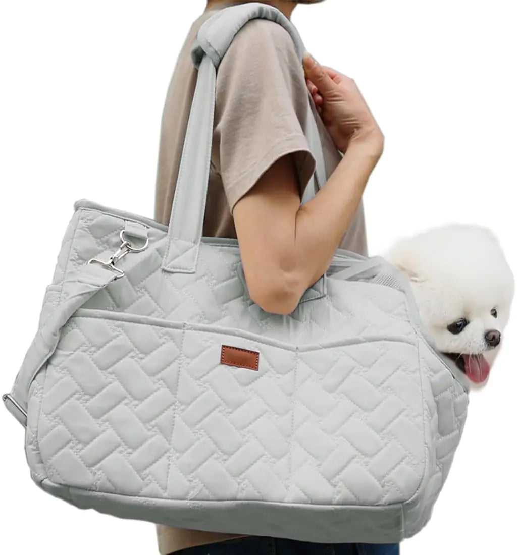 Quilted Pet Carrier Handbag – Lightweight Travel Bag for Cats & Small Dogs