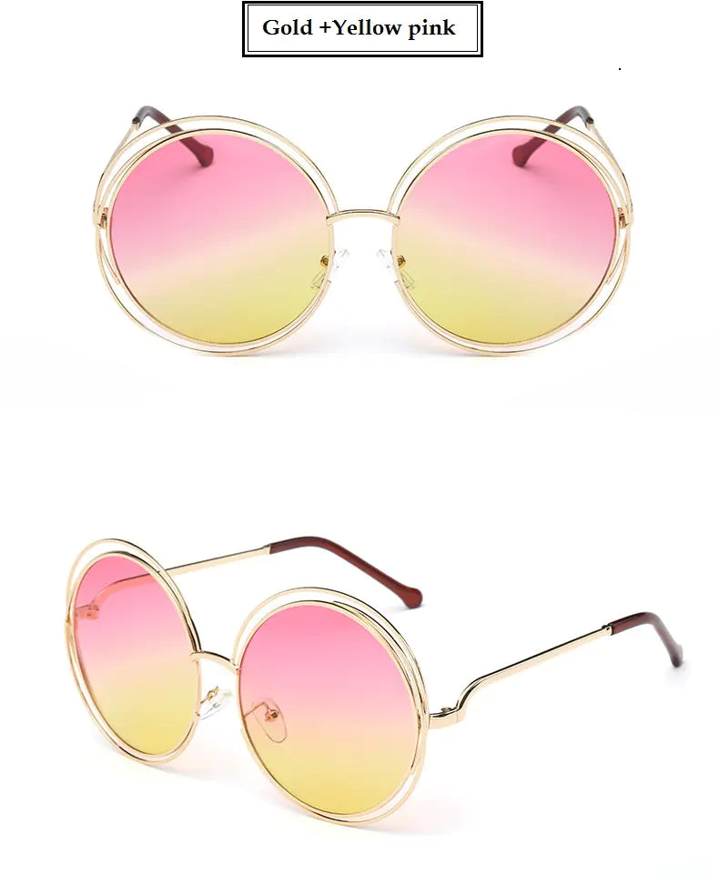 Unisex Double-Circle Metal Frame Sunglasses – Lightweight UV400 Shades with 99% VLT (7 Color Options)
