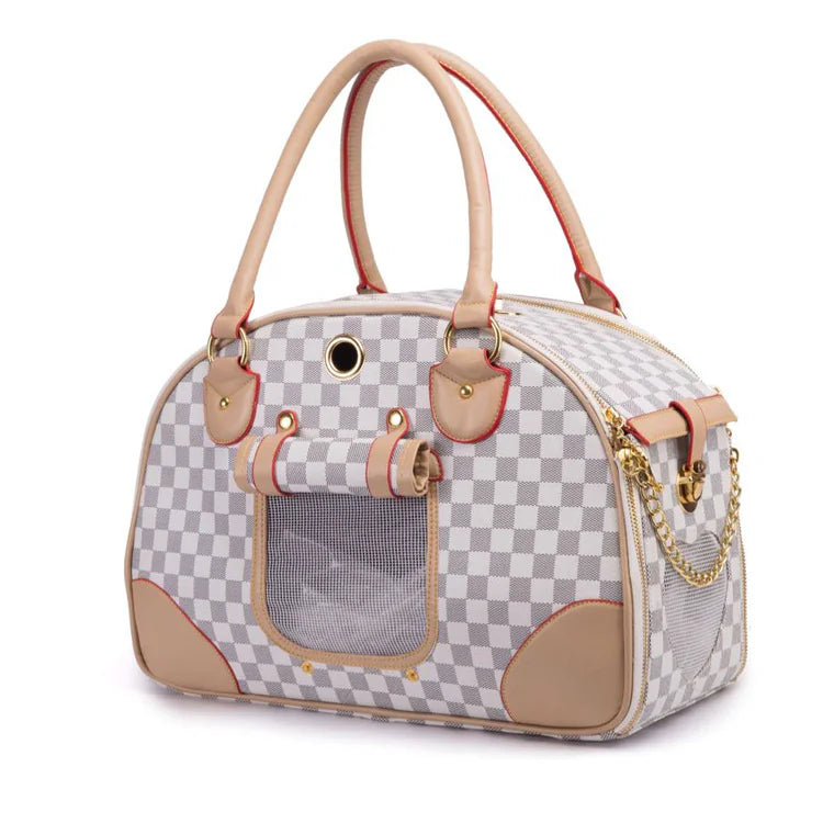 Deluxe PU Leather Pet Carrier – Stylish Travel Bag in 2 Sizes for Small Dogs & Cats
