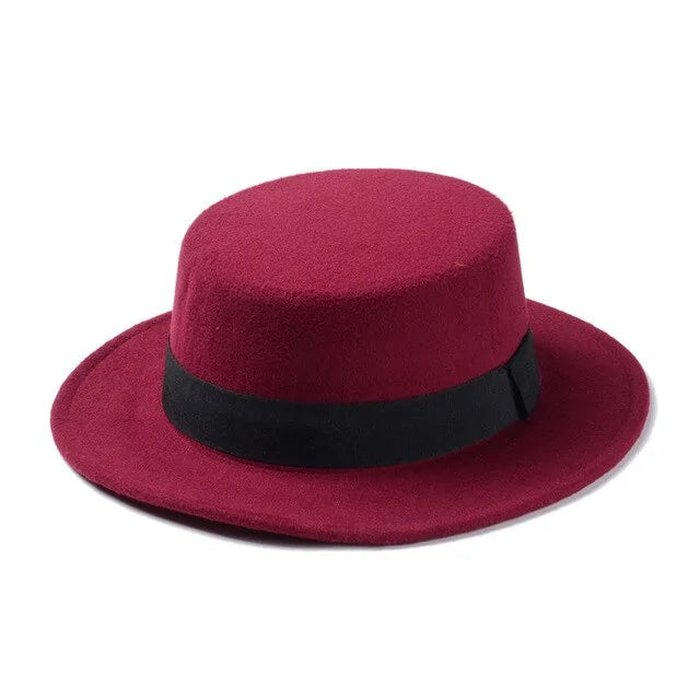 Flat Top Wool Hat for Men