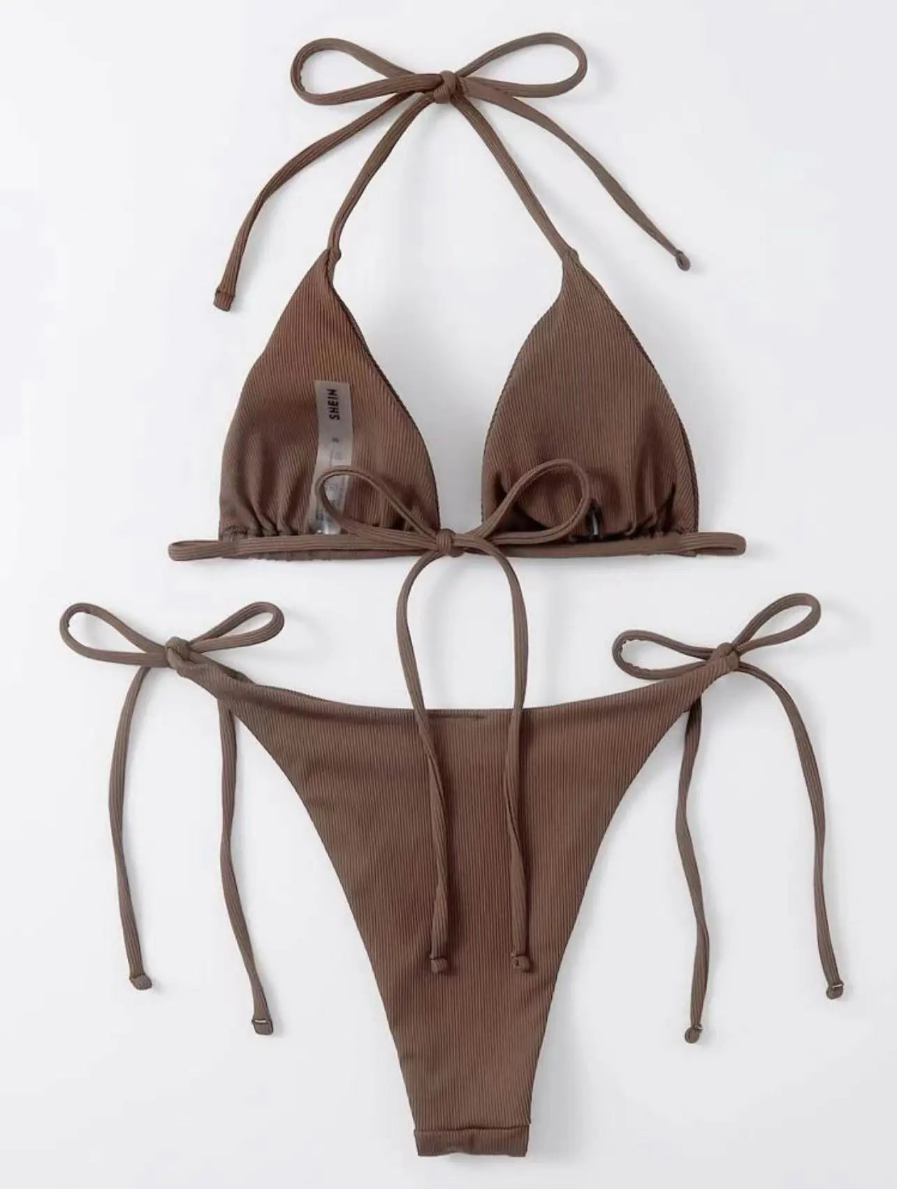 Ribbed Three-Piece Bikini Set – Lightweight, Curve-Flattering Swimwear (Sizes S–L)