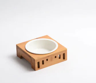 Elegant Solid Wood Pet Dining Table with Bowl Stand