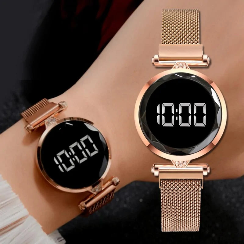 Rose Gold Magnetic Bracelet Watch - Elegant Timepiece Meets Stylish Bracelet