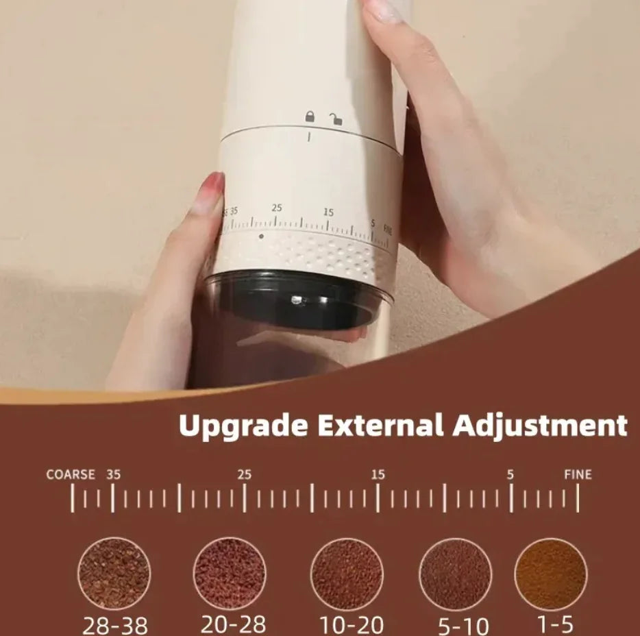 Portable Electric Coffee Grinder – Rechargeable Cordless Coffee Bean Grinder with Adjustable Settings & Digital Display