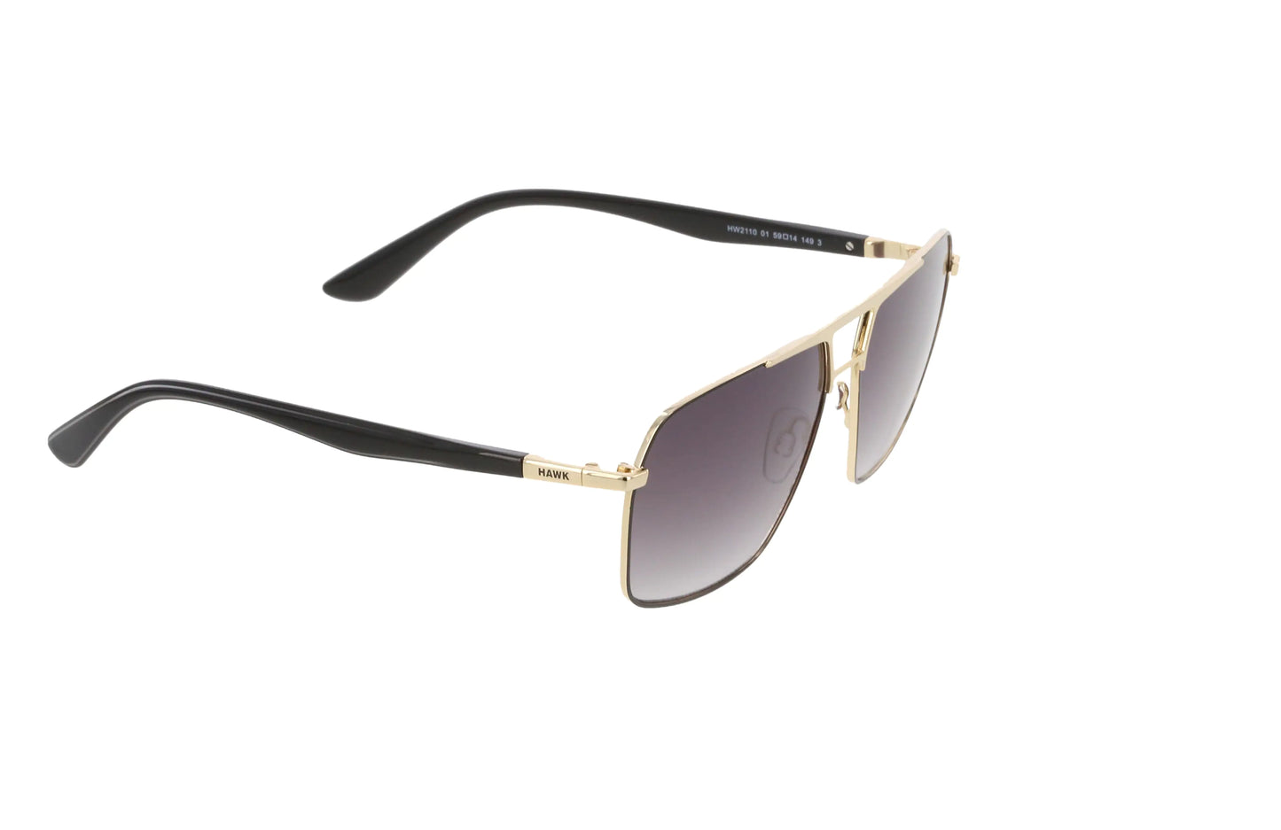 HAWK Men’s Geometric Sunglasses – Yellow Metal Frame with Smoked Degrade Lenses (Model HW2110) - ONLY 10 LEFT!