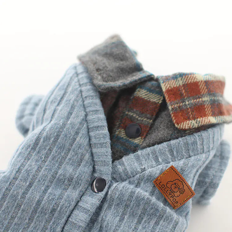 Two-Piece Pet Outfit – Blue Sweater & Shirt Set for Cats and Dogs (XS–XL)