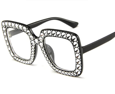 Square Rhinestone Sunglasses – Oversized Glamour with Dazzling Crystal Frames (7 Color Options)