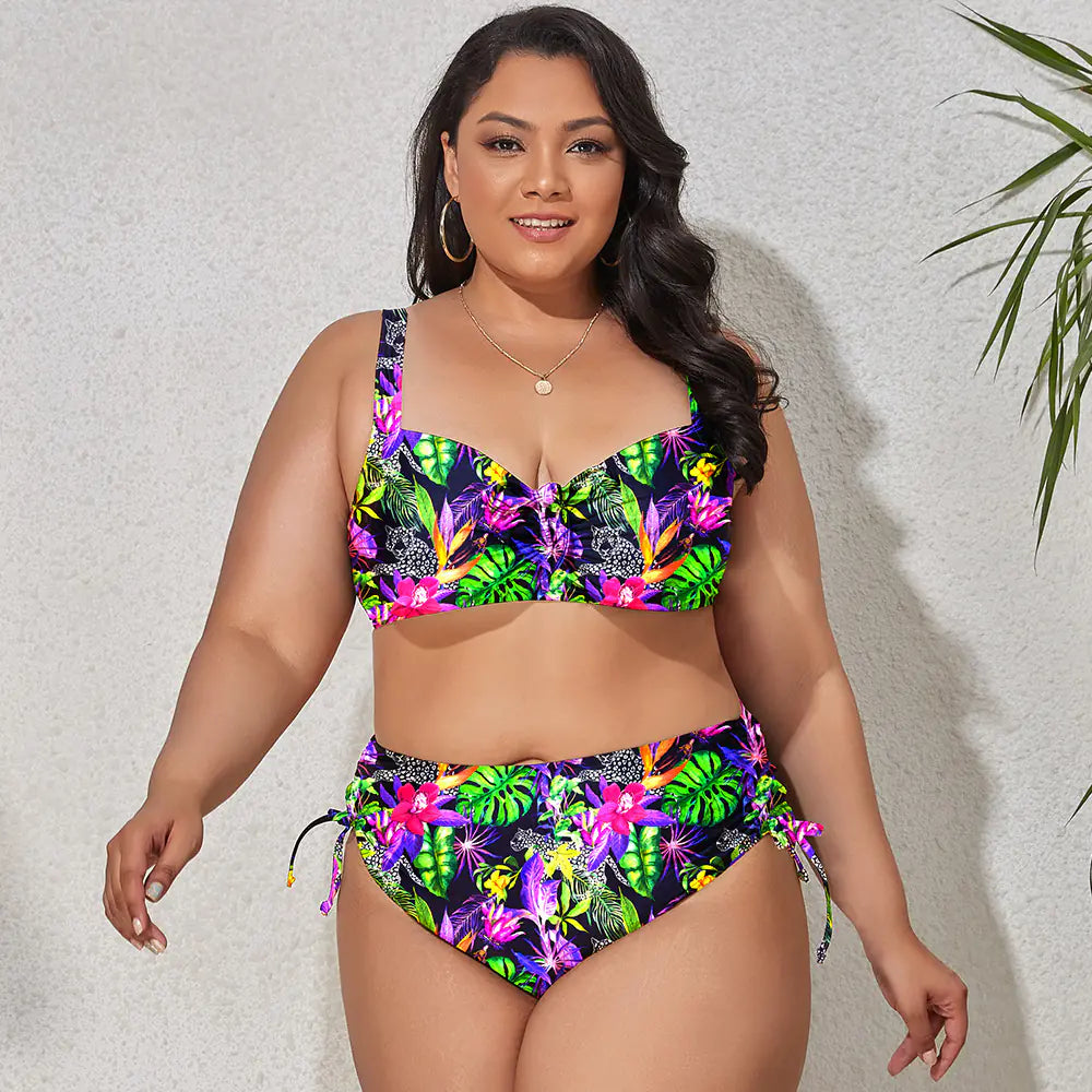 Plus Size Bikini Set in Floral & Animal Prints – Supportive Two-Piece Swimwear for Curvier Bodies (Sizes L–4XL)