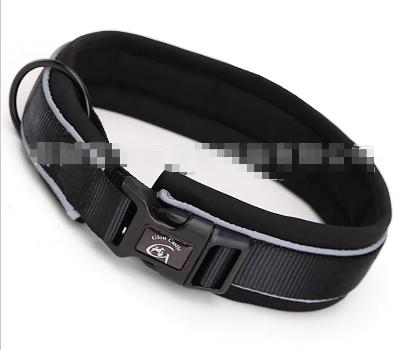 Reflective Diving Dog Collar – Durable Nylon Collar with Soft Lining and Night Safety Strips (Sizes S–XL)