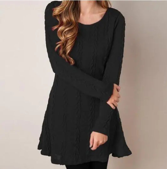 Long-Sleeve Sweater Dress – Soft Knit, Relaxed Fit, and Versatile Elegance (S–5XL)