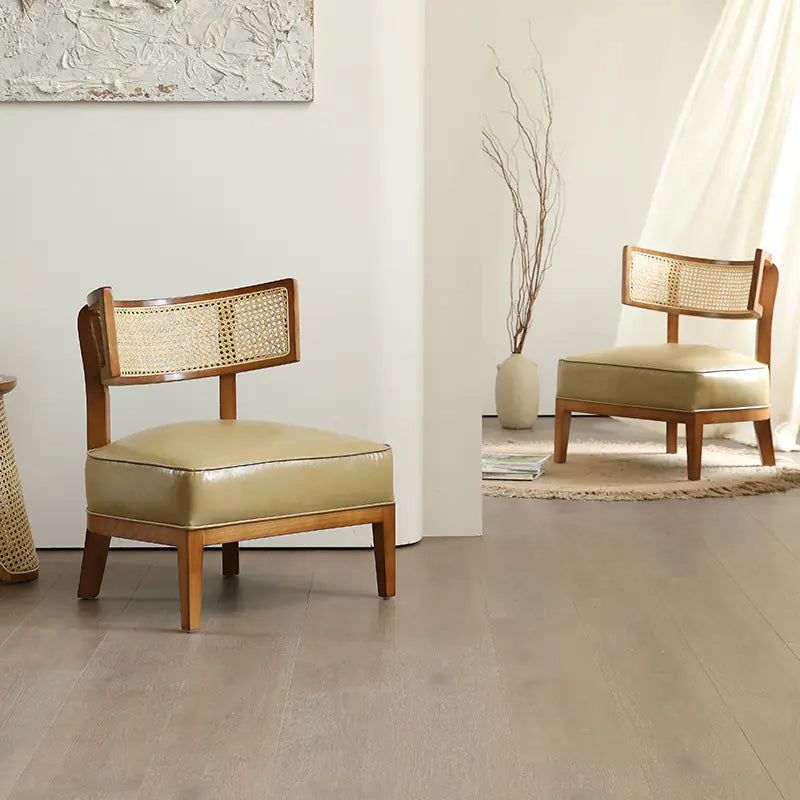 Modern Solid Wood Rattan Lounge Chair