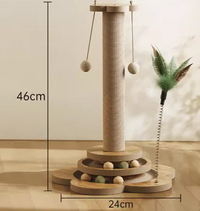 Durable Cat Scratching Post – Sisal-Wrapped Scratch Pole with Stable Base for Claw Care and Play