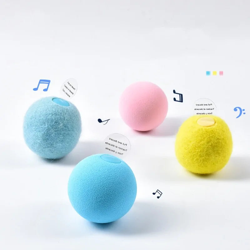 Interactive Ball Catnip Cat Training Toy – Sound-Activated with Real Animal Calls (Tap Trigger & Built-In Catnip Slot)