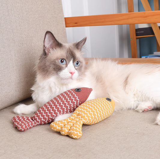 Linen Fish Cat Toy – Durable, Bite-Friendly Pillow for Feline Fun and Exercise