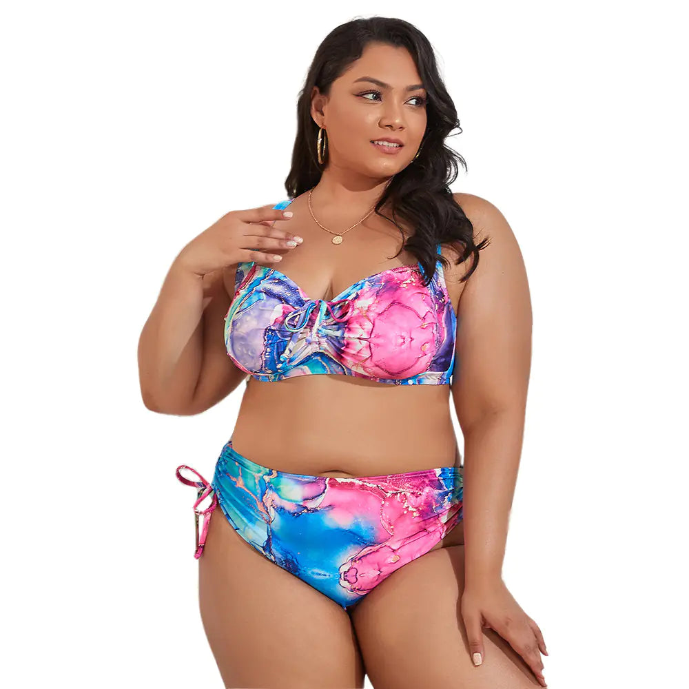 Plus Size Bikini Set in Floral & Animal Prints – Supportive Two-Piece Swimwear for Curvier Bodies (Sizes L–4XL)