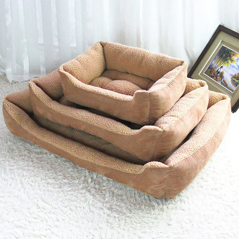 Teddy Golden Retriever Bed – Soft Plush Pet Nest in Cashmere Colors