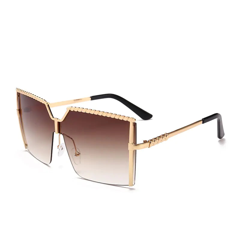 Frameless Gradient Square Sunglasses – Oversized PC+Metal UV400 Fashion Shades (Multiple Color Options)