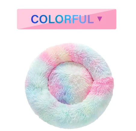 Fluffy Donut Pet Bed – Plush, Calming Comfort for Dogs and Cats