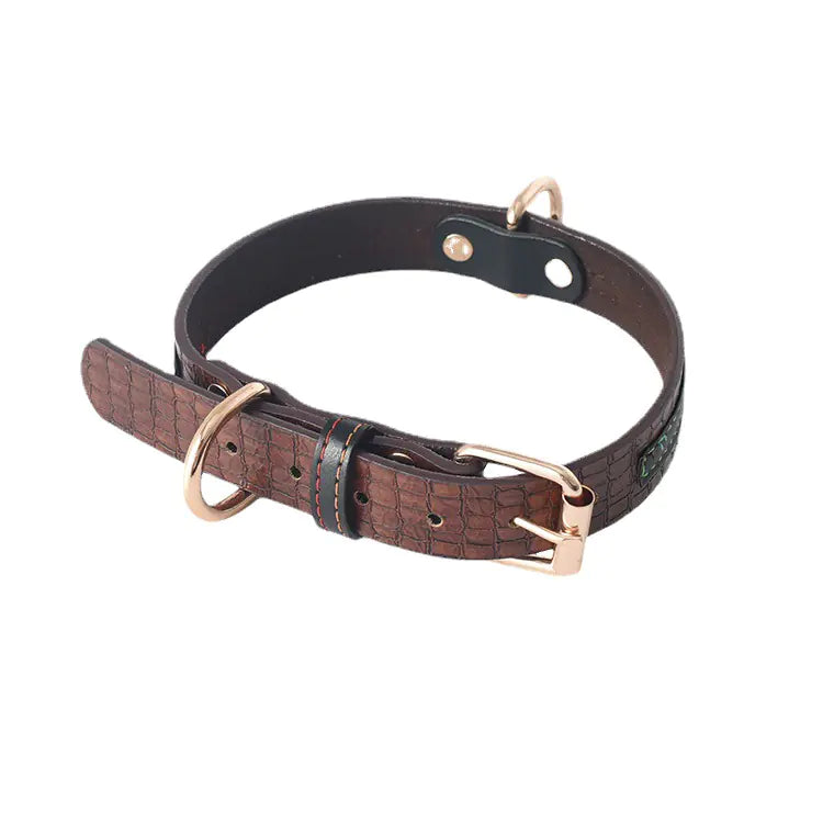 Premium Leather Pet Leash and Collar Set – Adjustable Fit for Small to Large Dogs (Black, Red, Coffee, Yellow)