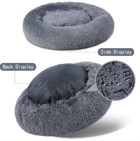 Fluffy Donut Pet Bed – Plush, Calming Comfort for Dogs and Cats