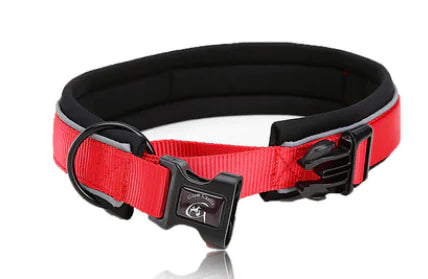Reflective Diving Dog Collar – Durable Nylon Collar with Soft Lining and Night Safety Strips (Sizes S–XL)